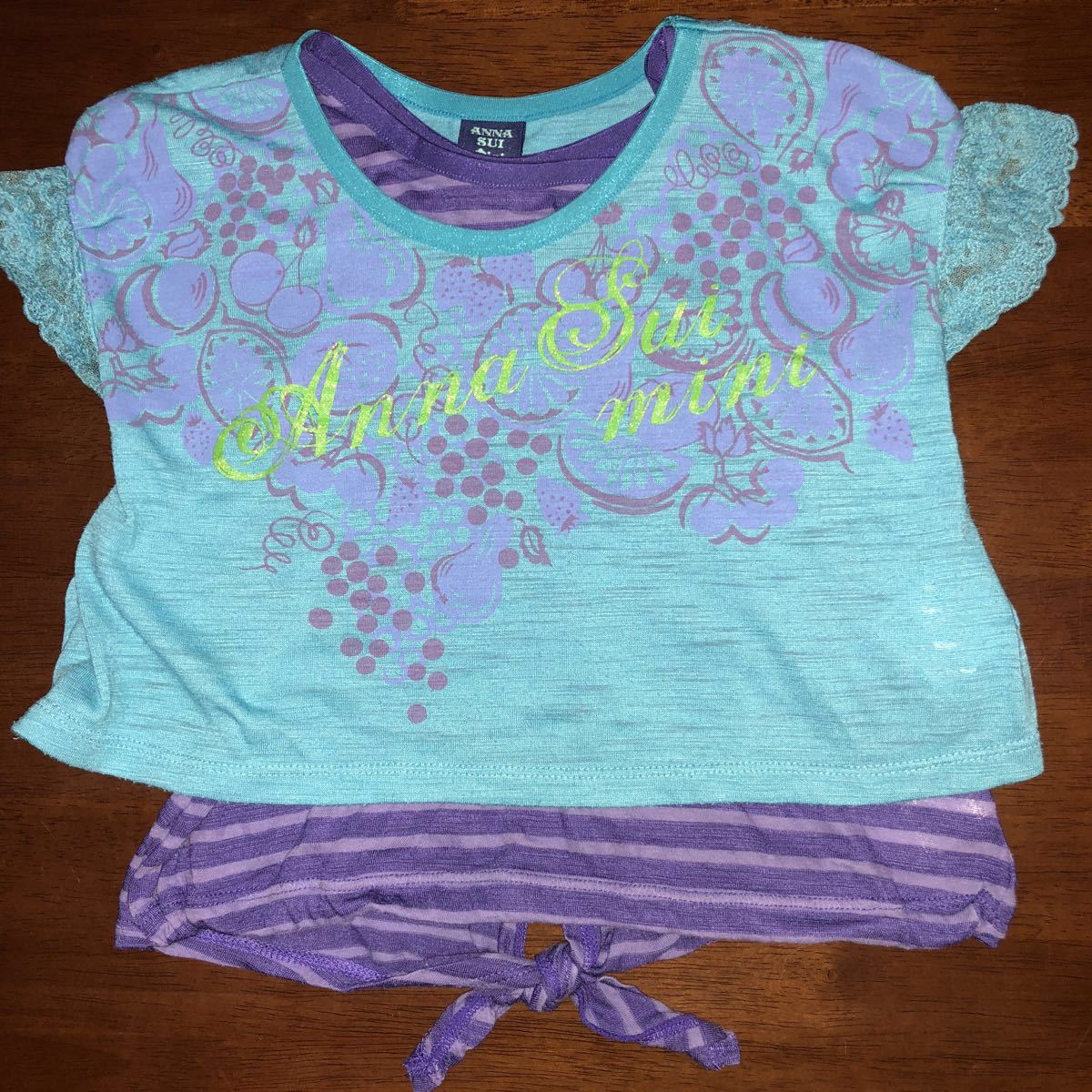 【ANNA SUI mini／アナスイミニ】タンクトップ　半袖Tシャツ　100㎝　ショートパンツ　100㎝　中古　ネイビー