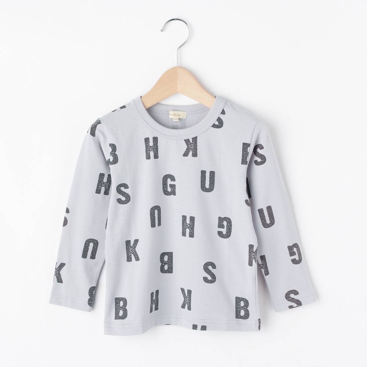 新品　 HusHusH 　アルファベットプリントカットソー グレー 140cm _画像1