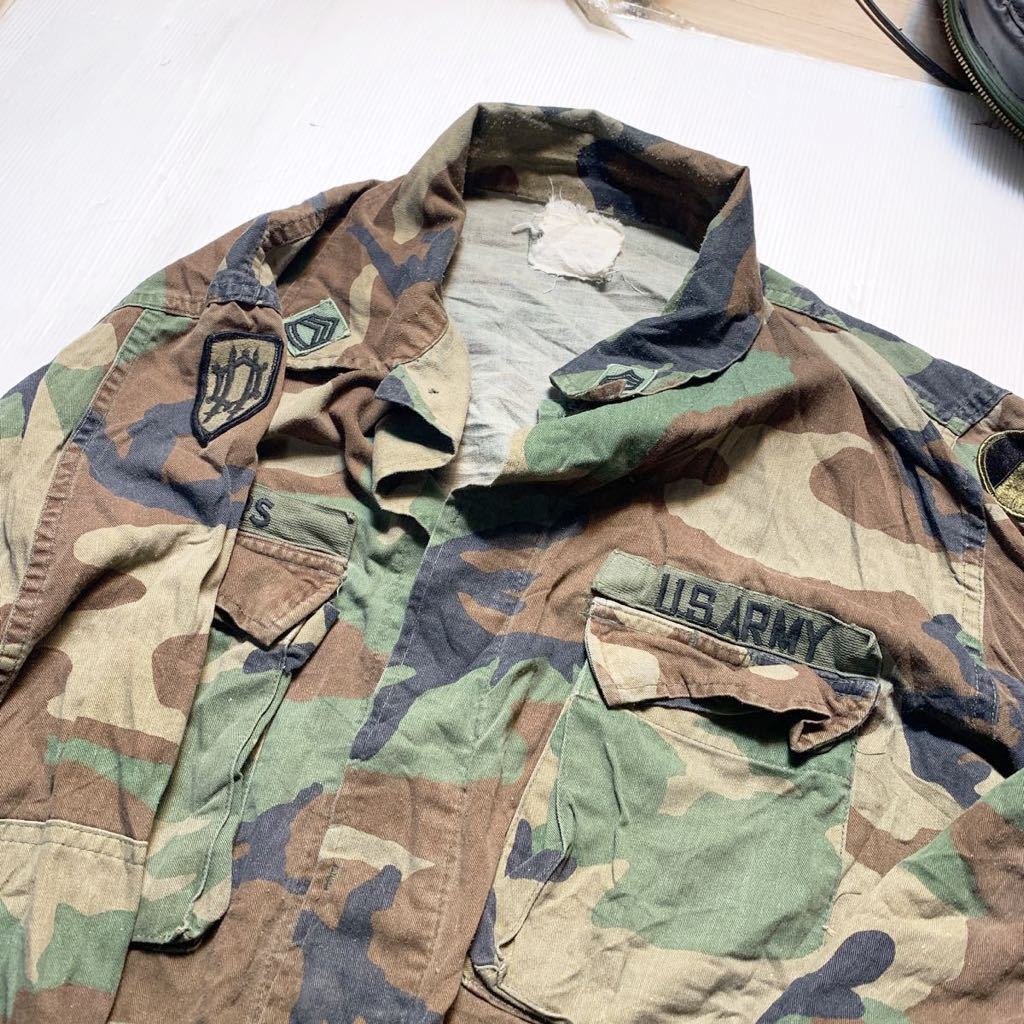 米軍放出品 実物 ARMY ウッドランド迷彩 BDUジャケット LーR ビンテージ ミリタリー 上着_画像3