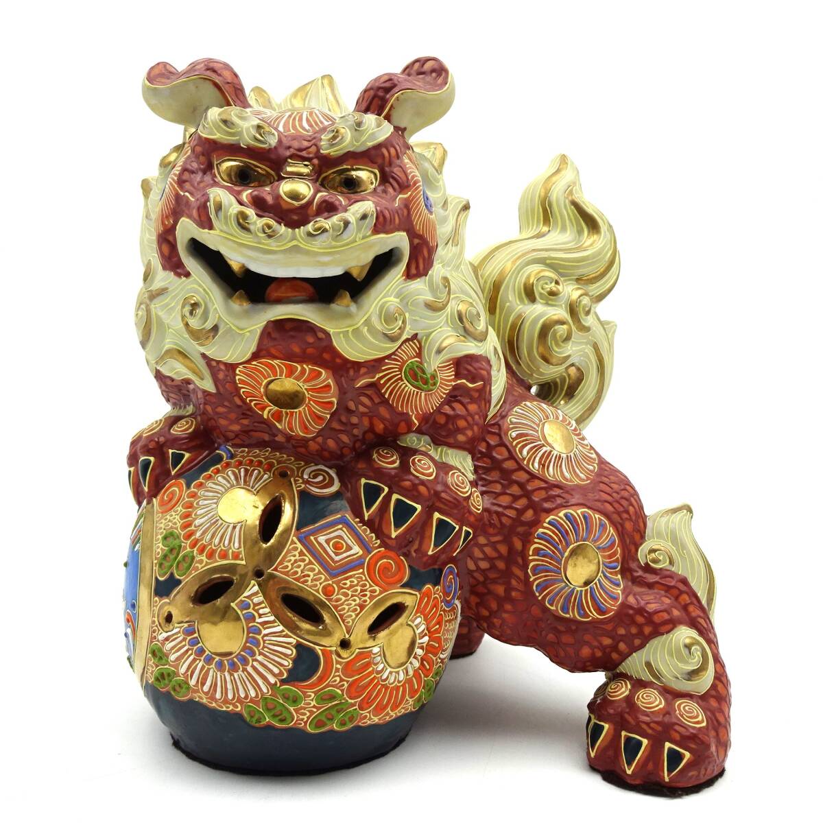 九谷焼 魔除け 獅子 置物 中古品 ①|九谷 九谷焼 魔除け 獅子 置物 中古品 ①|九谷
