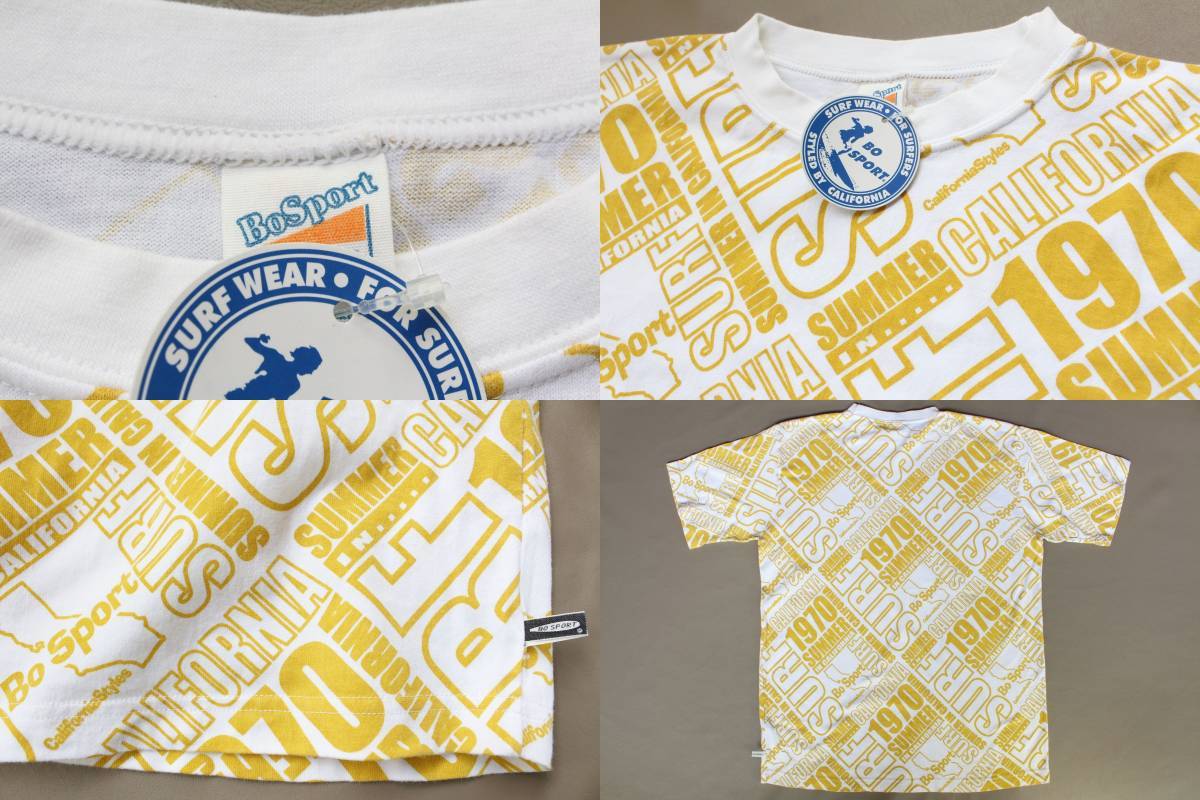 HTS11ボースポーツ ロゴ1970総柄 夏 カリフォルニア 日本製 クラシック サーフ スタイル レトロBO SPORT半袖Tシャツ_画像3
