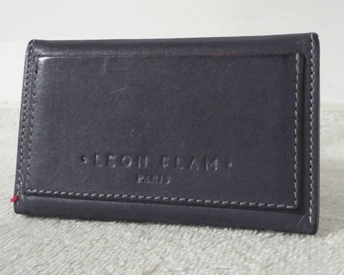 レオンフラン　LEON FLAM　レザー　グレー　定期入れ　名刺入れ　カードケース