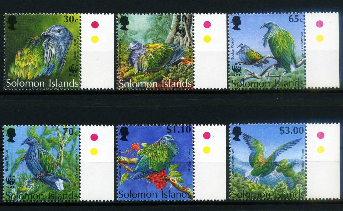 ★1993年 ソロモン諸島 世界の鳥基金 6種完 未使用切手(MNH)(SC#761-766)◆ZJ-436◆送料無料_画像1