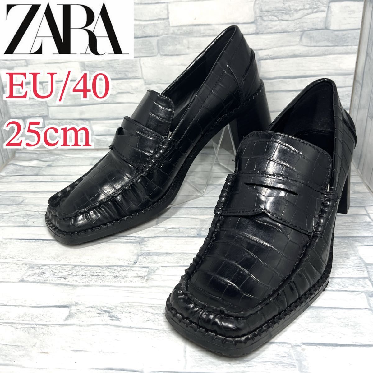 ZARA ザラ クロコ型押し チャンキーヒール ローファー 厚底 40 ZARA ザラ クロコ型押し チャンキーヒール ローファー 厚底 40