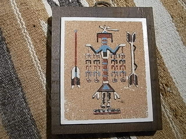 1960-70s Vintage Navajo Sandpainting/ Navajo group tradition industrial arts Sand paint / sand . ornament / Indian jewelry Country INDIAN west coastal area Surf 