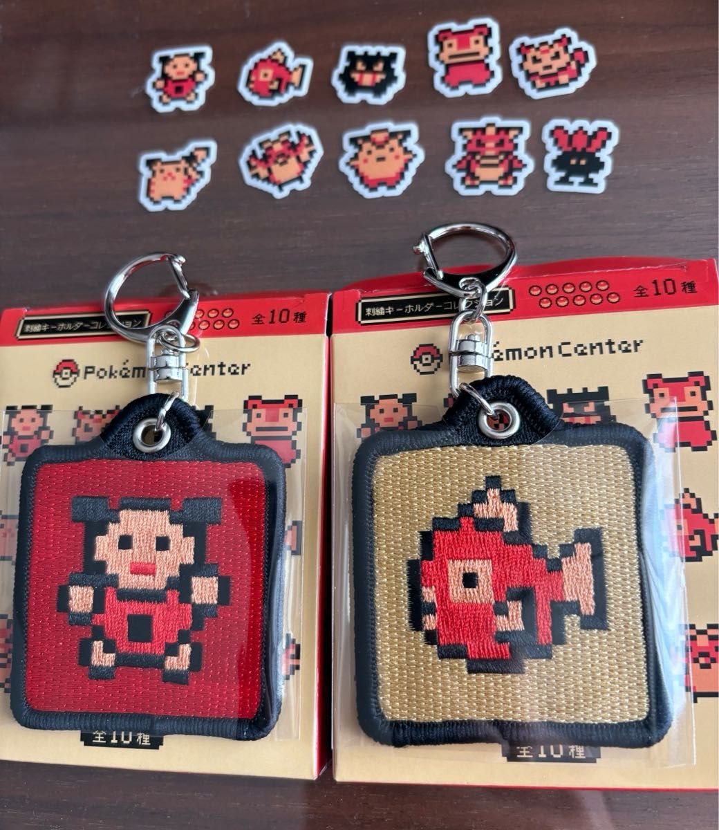 ポケモン金銀 刺繍キーホルダー コレクション1番 6番 +ドット絵 ポケモン金銀 刺繍キーホルダー コレクション1番 6番 +ドット絵