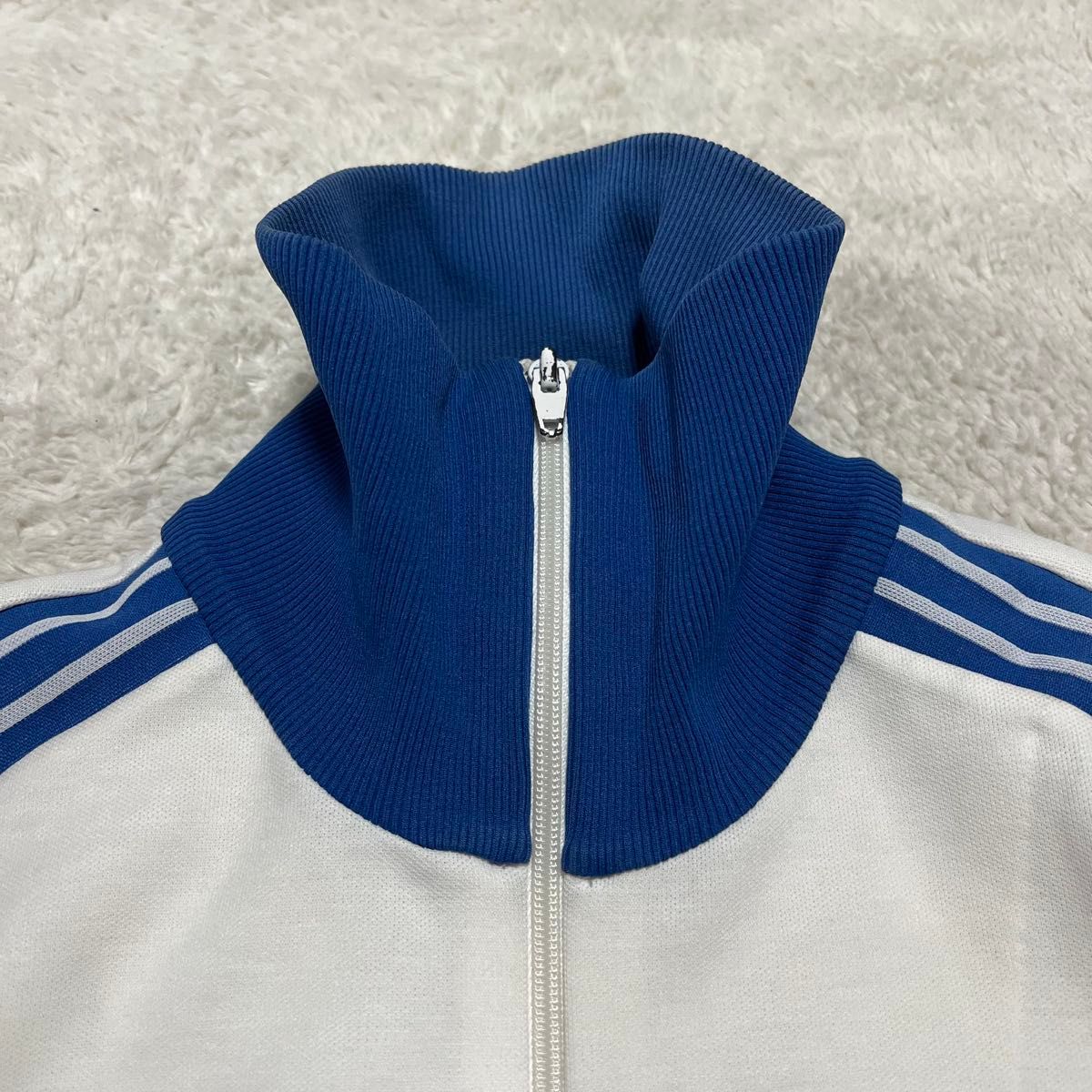 70s 西ドイツ adidas トラックジャケット 白x 青 4(ML相当 70s 西ドイツ adidas トラックジャケット 白x 青 4(ML相当