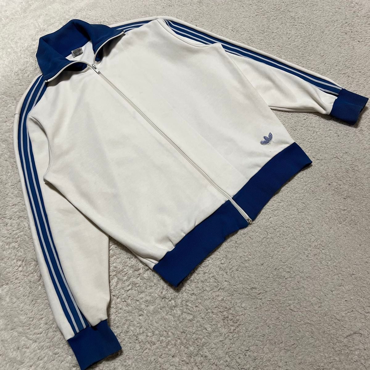 70s 西ドイツ adidas トラックジャケット 白x 青 4(ML相当 70s 西ドイツ adidas トラックジャケット 白x 青 4(ML相当