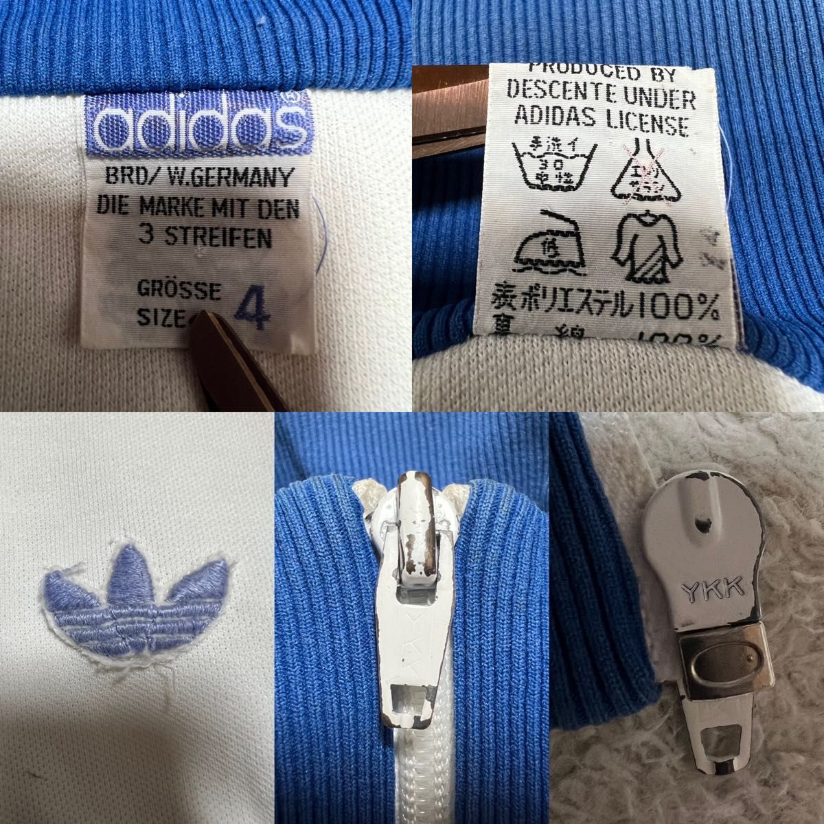 70s 西ドイツ adidas トラックジャケット 白x 青 4(ML相当 70s 西ドイツ adidas トラックジャケット 白x 青 4(ML相当