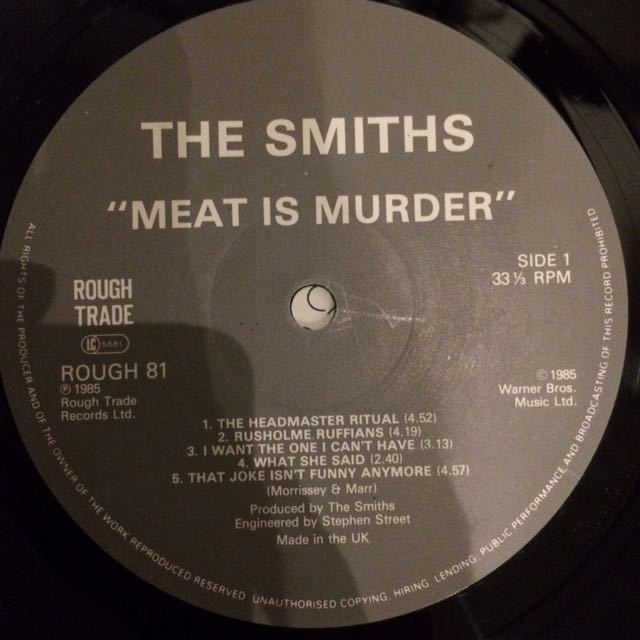 UK оригинал  The Smiths／Meat Is Murder LP Rough Trade пластинка  ROUGH81
