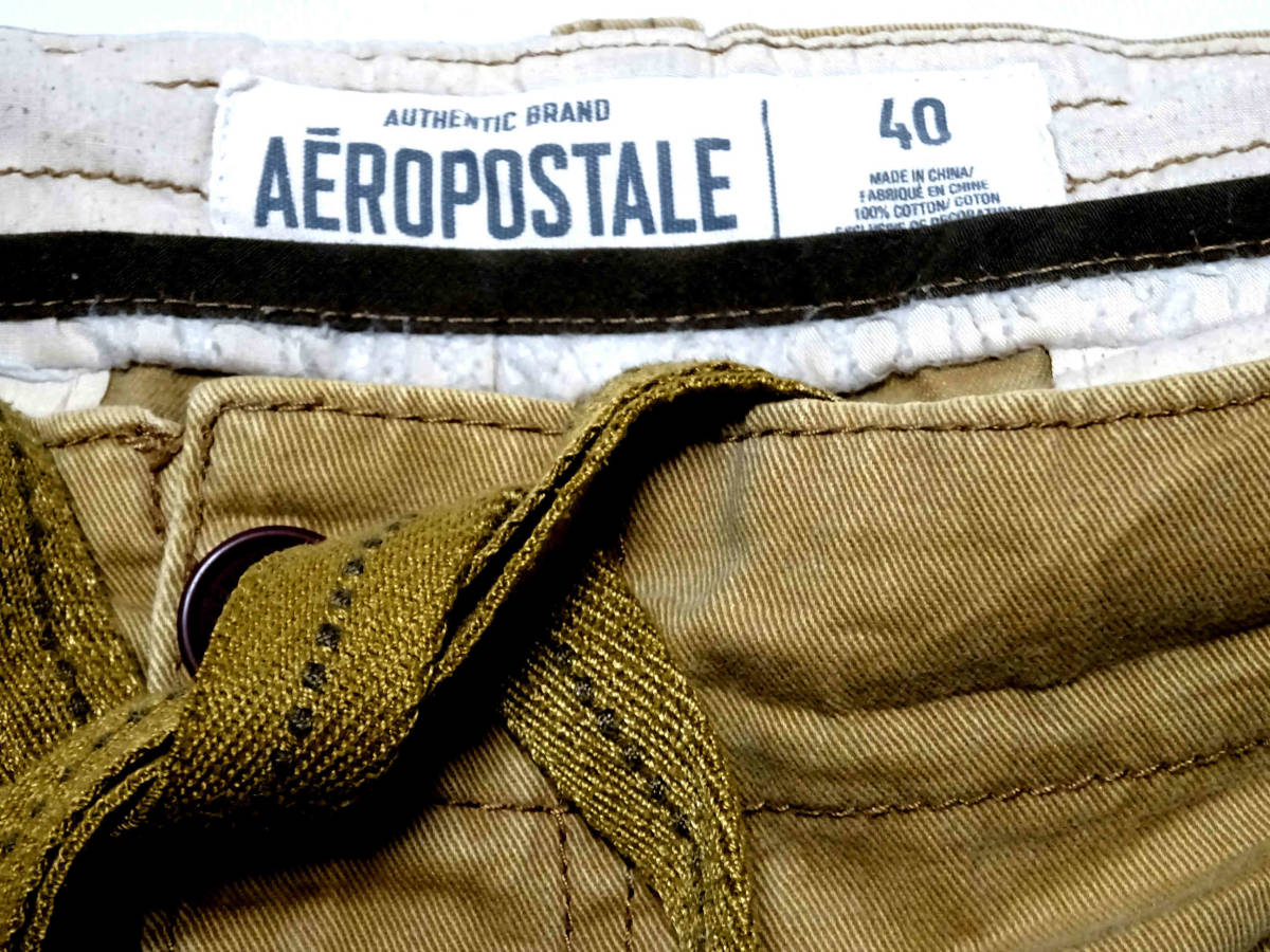 ★AEROPOSTALE USA エアロポステール/コットン・6ポケ・カーゴ・ショートパンツ・茶カーキ・サイズ40/USED_画像3