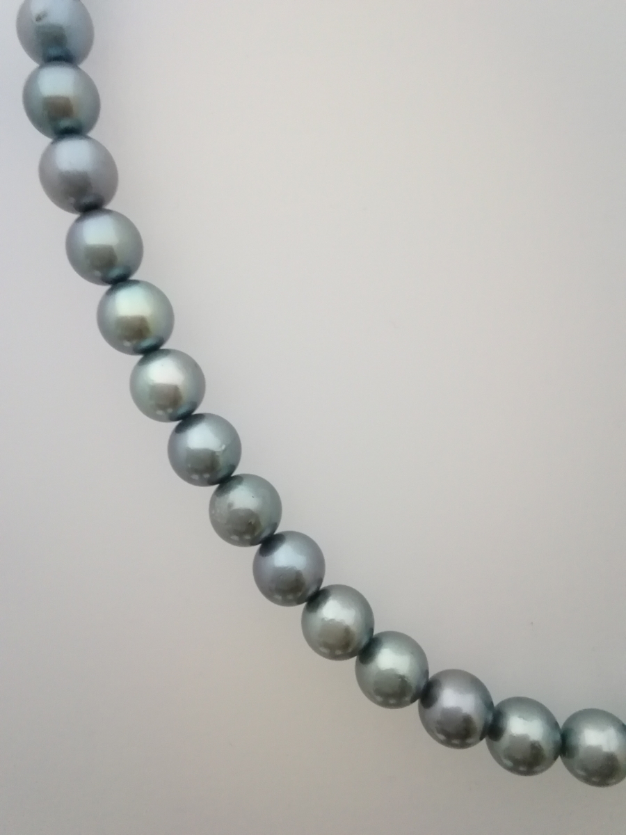 SVアコヤ真珠ネックレス！7.5~7.8mm珠。41.5cm。グレー。