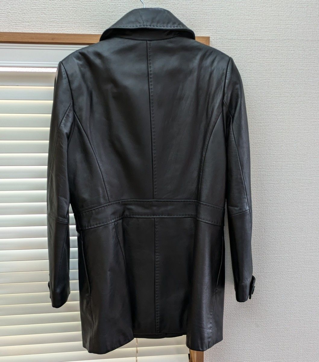美品】Cara カーラ レザージャケットコート 羊革 ラムレザー 黒 美品】Cara カーラ レザージャケットコート 羊革 ラムレザー 黒