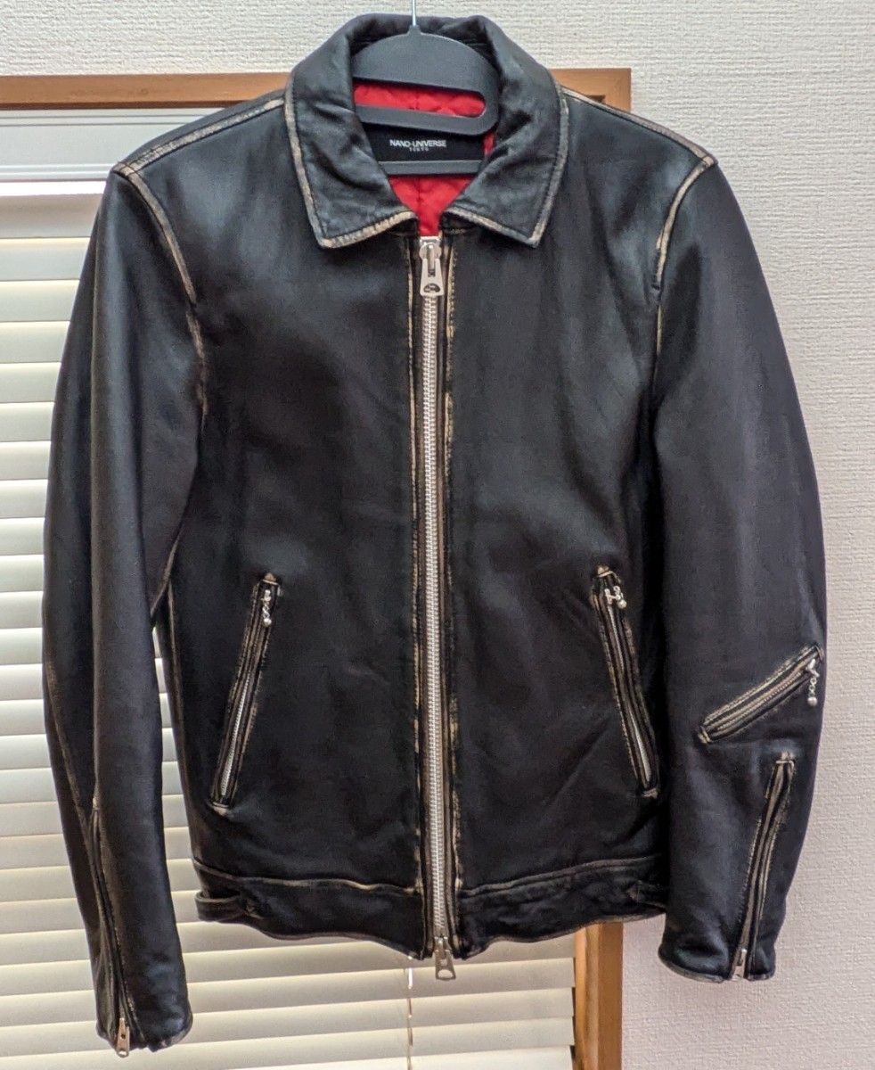 美品】NANO UNIVERSE ナノユニバース ライダース 黒 羊革 大型 美品】NANO UNIVERSE ナノユニバース ライダース 黒 羊革 大型