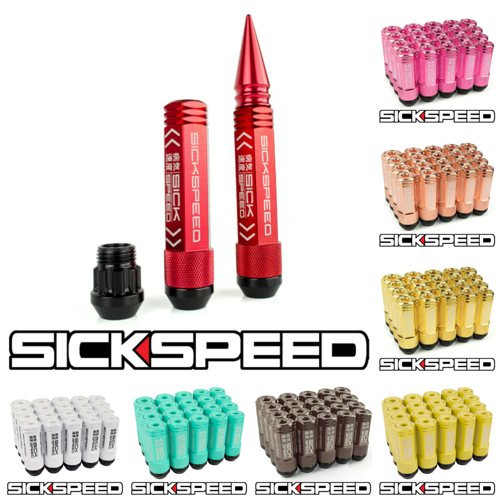 SICKSPEED　M12xP1.25 ハイブリッドナット キャップ ロングタイプ 80mm ホイールナット ロックナット アルミ+スチール USDM シックスピード