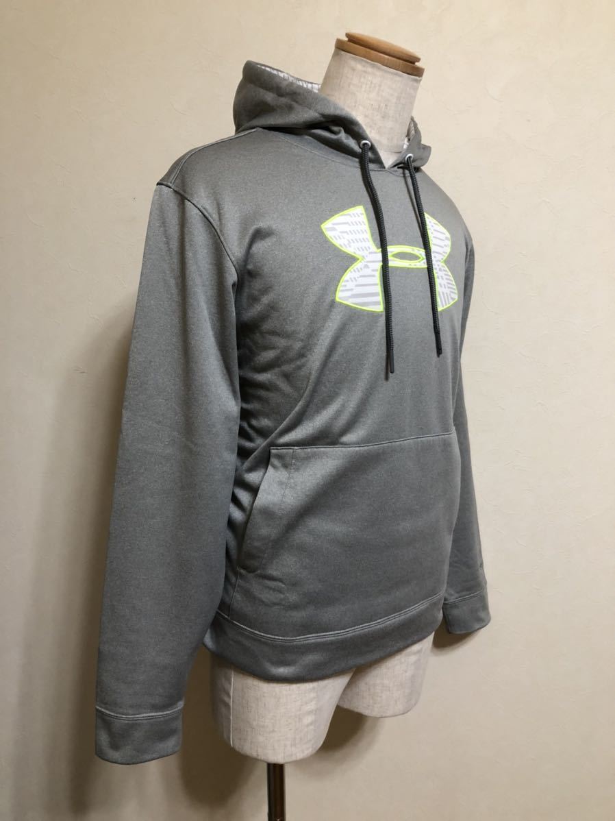 UNDER ARMOUR STORM Under Armor big Logo sweat parka f-ti wear pull over reverse side nappy protection against cold size LG long sleeve gray 