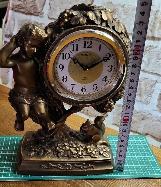 ジャンク品】CITIZEN シチズン ブロンズ風置時計 昭和レトロ ジャンク品】CITIZEN シチズン ブロンズ風置時計 昭和レトロ