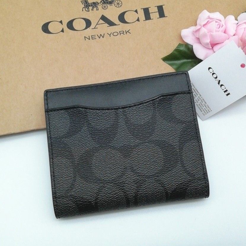 最大10%OFFクーポン 今月のご奉仕価格!新品 COACH コーチ 折り財布 カードウォレット 正規品 小物