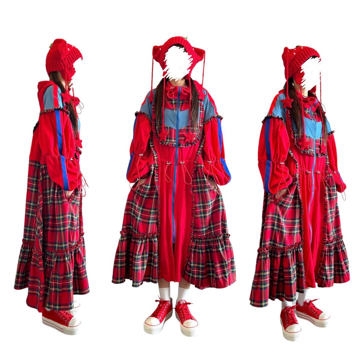 HEIHEI 2023AW 極美品 ナイロンフーディーワンピース RED レッド HEIHEI 2023AW 極美品 ナイロンフーディーワンピース RED レッド