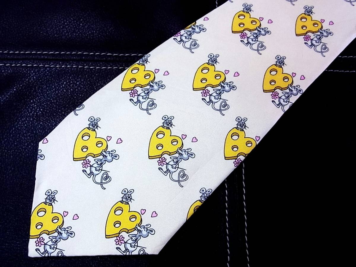 *N-0791* Moschino [ Heart * cheese * mouse ] necktie 