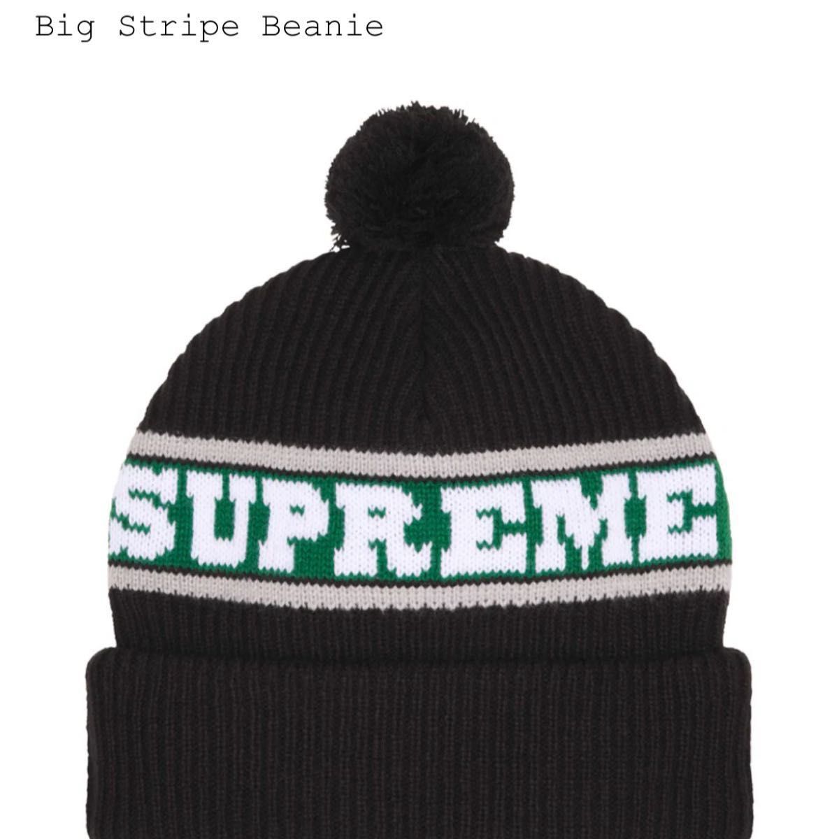 【超お買い得!】 24FW supreme ビーニー ニット帽 ボンボンニット帽 シュプリーム Black Beanie Stripe BIg 帽子