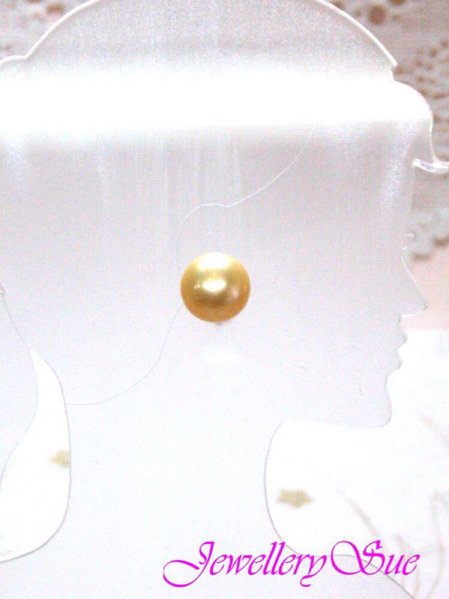 可愛い♪本真珠/ゴールドパールイヤリング（9-10ｍｍ）金具ゴールド仕上げ♪