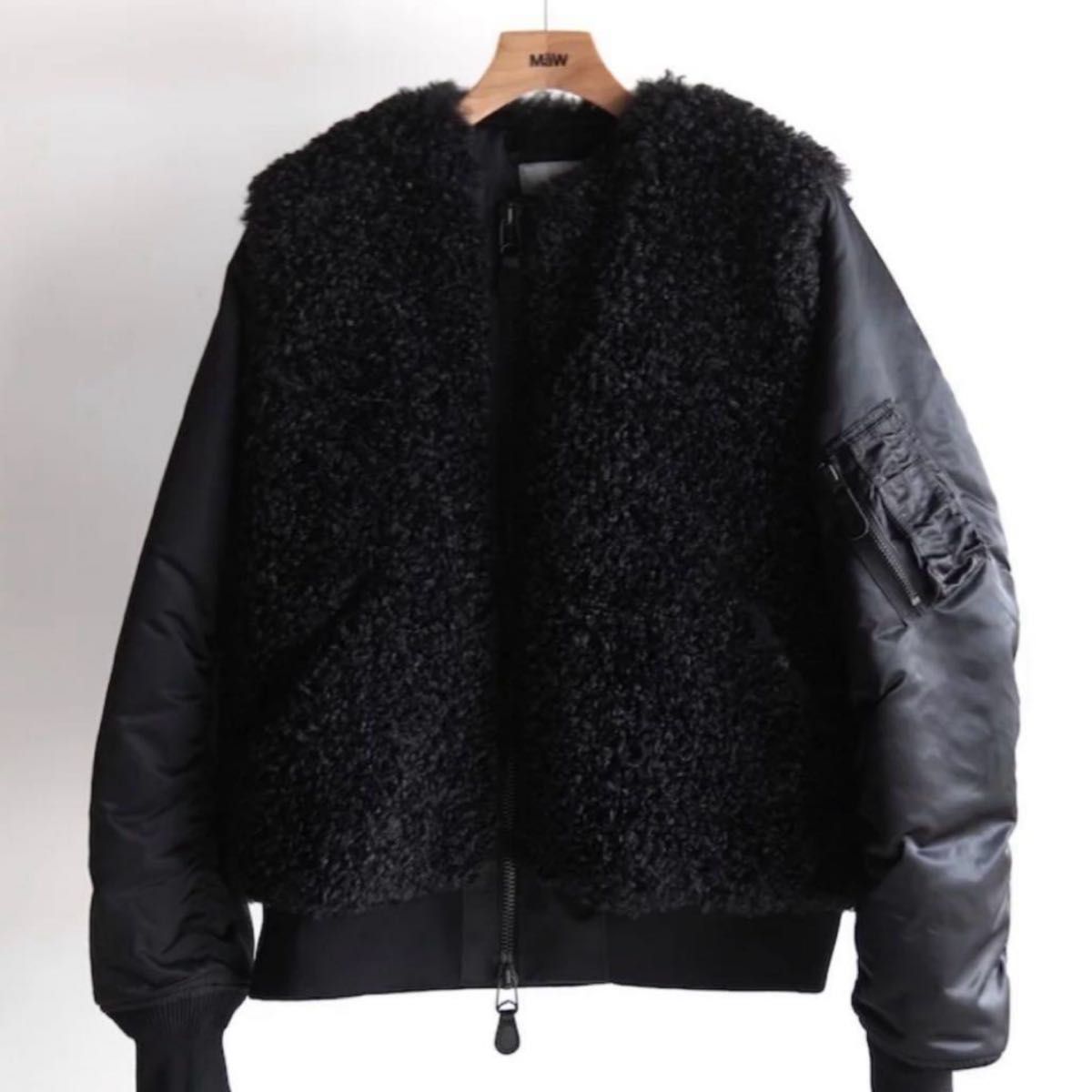 HYKE FAUX SHEARLING TYPE MA1 ジャケット ブラック サイズ2 HYKE FAUX SHEARLING TYPE MA1 ジャケット ブラック サイズ2