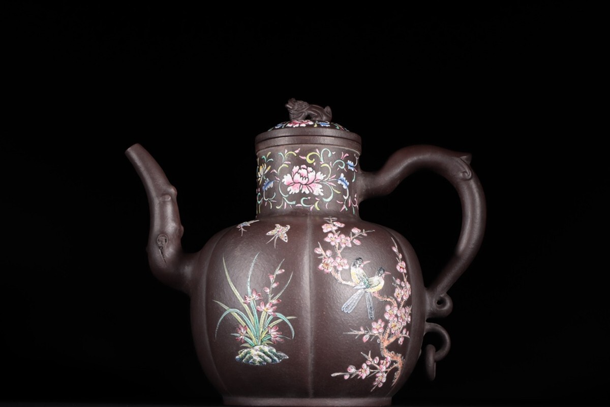 骨董*珍藏*紫砂細密彫*紫砂壺*葫蘆*證書附】茶壺 茶道聖品 超美 骨董*珍藏*紫砂細密彫*紫砂壺*葫蘆*證書附】茶壺 茶道聖品 超美