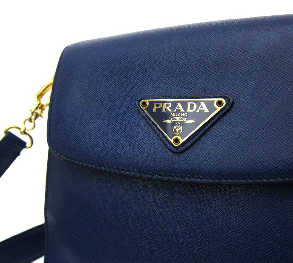 2931 PRADA プラダ シルバー925 三角ロゴ プレート オールレザー 斜め掛け ショルダーバッグ イタリア製 希少 ヴィンテージ ボディバッグ_画像3