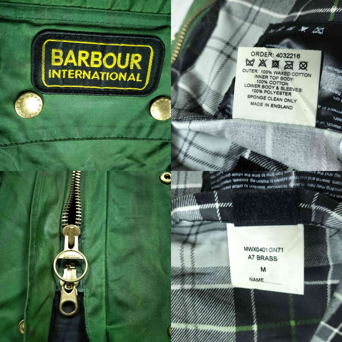 Barbour international A7 Brass M 00s グリーン バブアー Barbour international A7 Brass M 00s グリーン バブアー
