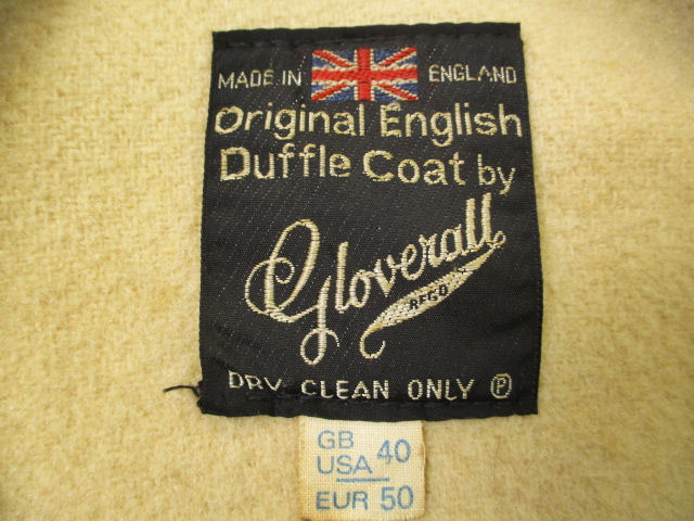  size 40 70s Vintage Britain made [GLOVERALL] duffle coat England made g Rover all khaki beige 