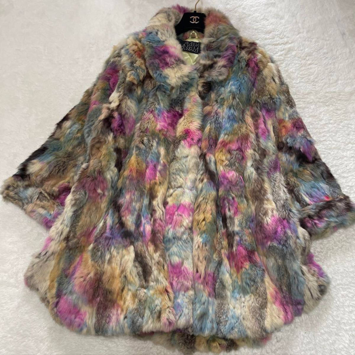 超希少】AMBRA ANSELMI 染色加工 ラビットファーコート ロング丈 超希少】AMBRA ANSELMI 染色加工 ラビットファーコート ロング丈