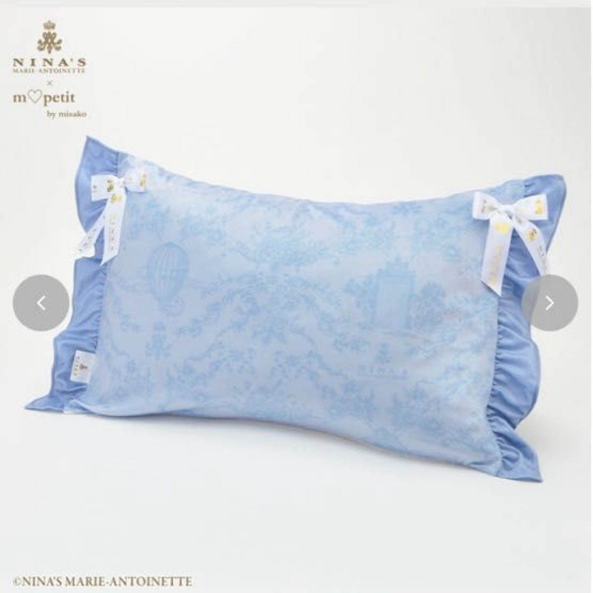 新品未使用 枕カバー 43×63cm・青木美沙子×NINA'S ブルー リボン 新品未使用 枕カバー 43×63cm・青木美沙子×NINA'S ブルー リボン