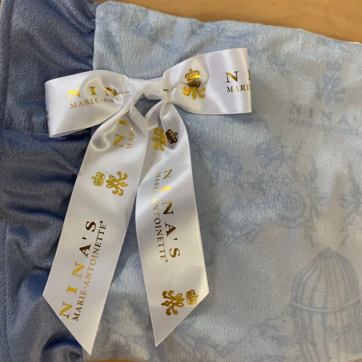 新品未使用 枕カバー 43×63cm・青木美沙子×NINA'S ブルー リボン 新品未使用 枕カバー 43×63cm・青木美沙子×NINA'S ブルー リボン