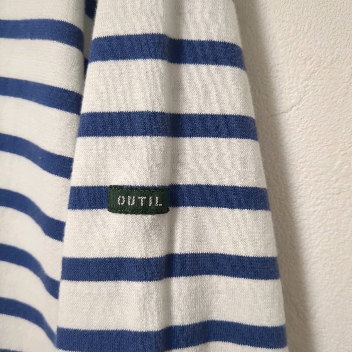 OUTIL 白×青ボーダーカットソー長袖バスクTシャツ0 OUTIL 白×青ボーダーカットソー長袖バスクTシャツ0