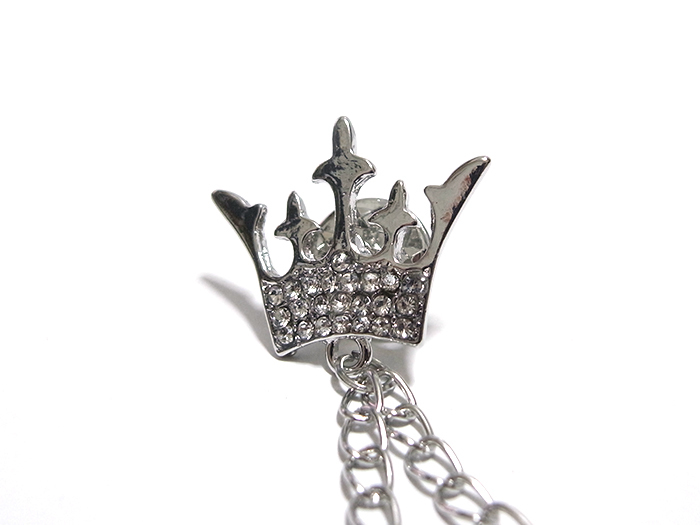 【ラペルピン★ピンズ★チェーン】王冠　クラウン　装飾　シルバー　pin-0421_画像3