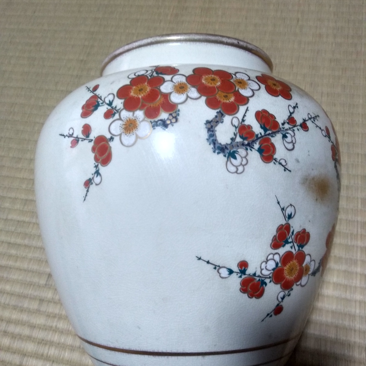 中古品　壺 焼物 陶器 梅 美術品