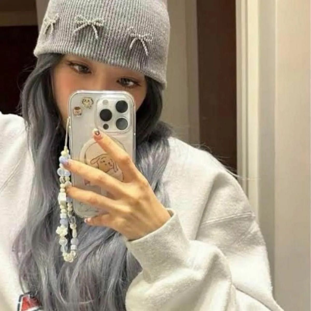 宮脇咲良 ルセラフィム ニット帽 パール リボン ビーニー YEGG 宮脇咲良 ルセラフィム ニット帽 パール リボン ビーニー YEGG