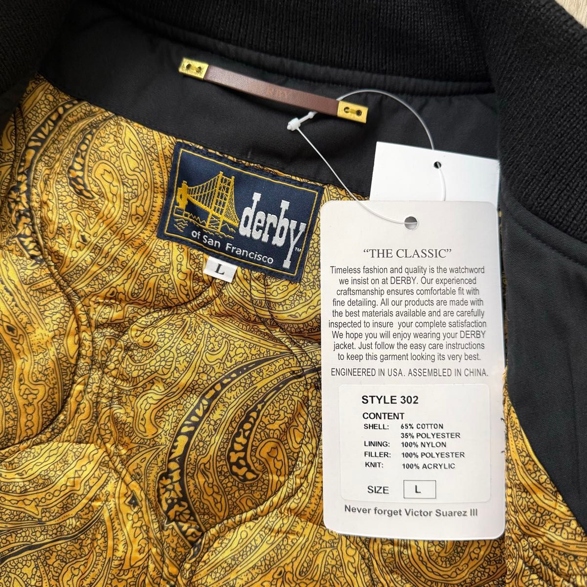 新品 L Derby Of San Francisco ダービーベスト /ブラック 新品 L Derby Of San Francisco ダービーベスト /ブラック