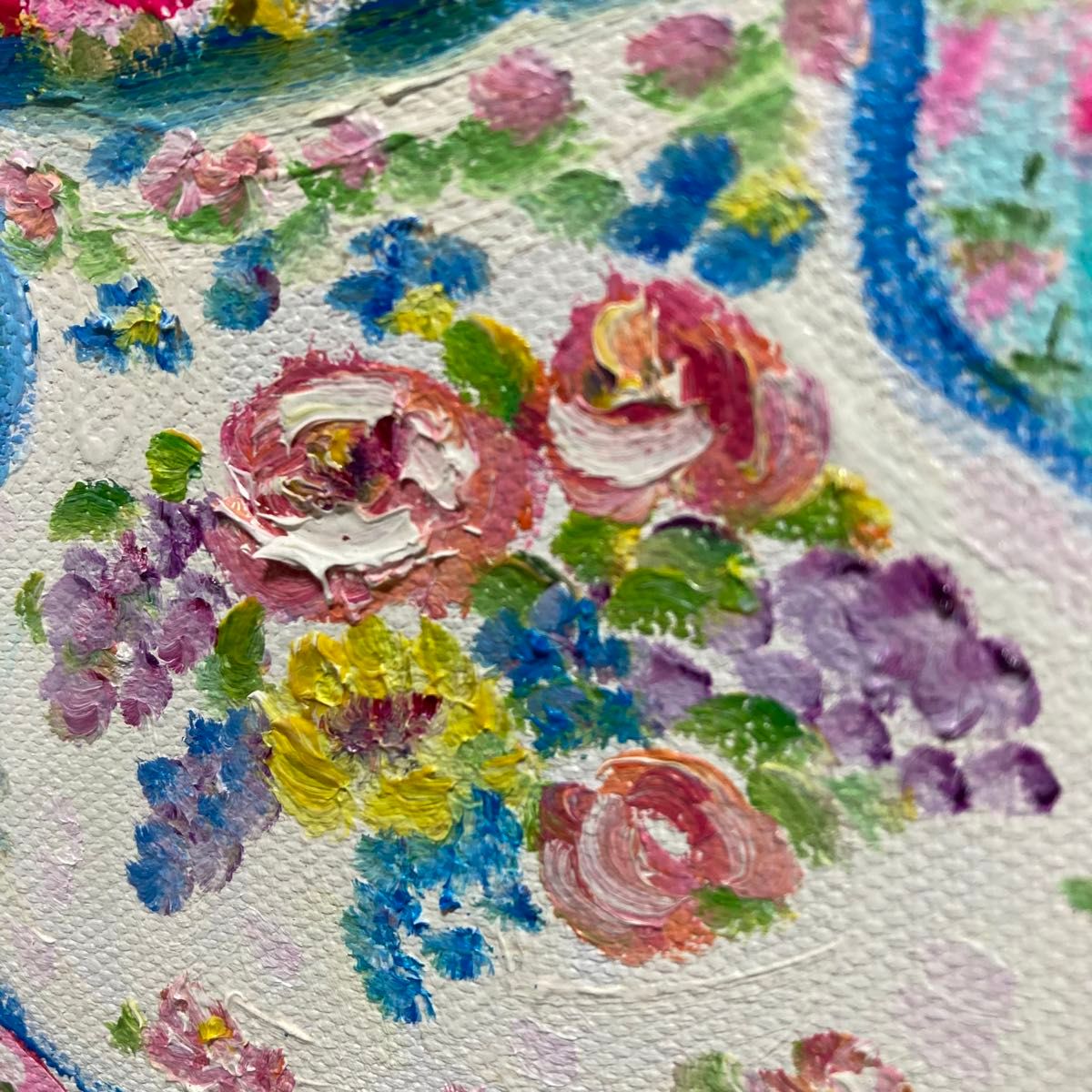 真作保証】レスリー・セイヤー「花」油彩画 直筆サイン 真筆 真作保証】レスリー・セイヤー「花」油彩画 直筆サイン 真筆