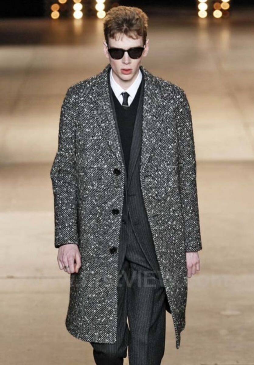 14AW サンローランパリ ツイードチェスターコート ロングコート 14AW サンローランパリ ツイードチェスターコート ロングコート