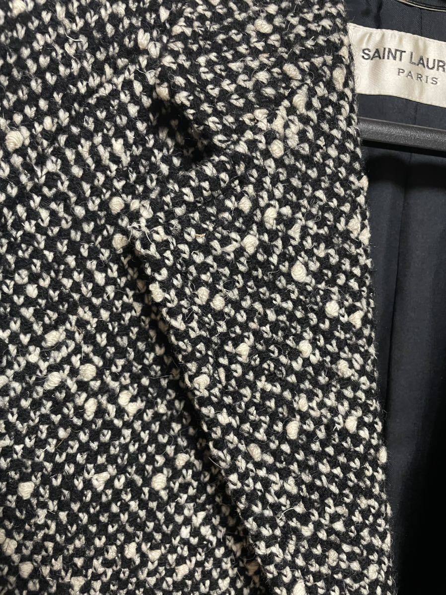 14AW サンローランパリ ツイードチェスターコート ロングコート 14AW サンローランパリ ツイードチェスターコート ロングコート