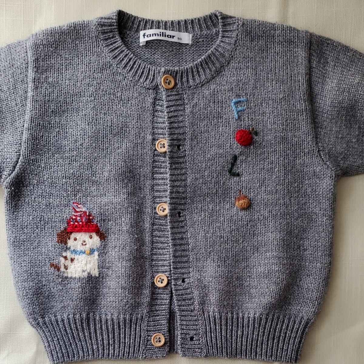 美品】80size ファミリア キッズ ニットカーディガン 女の子 美品】80size ファミリア キッズ ニットカーディガン 女の子