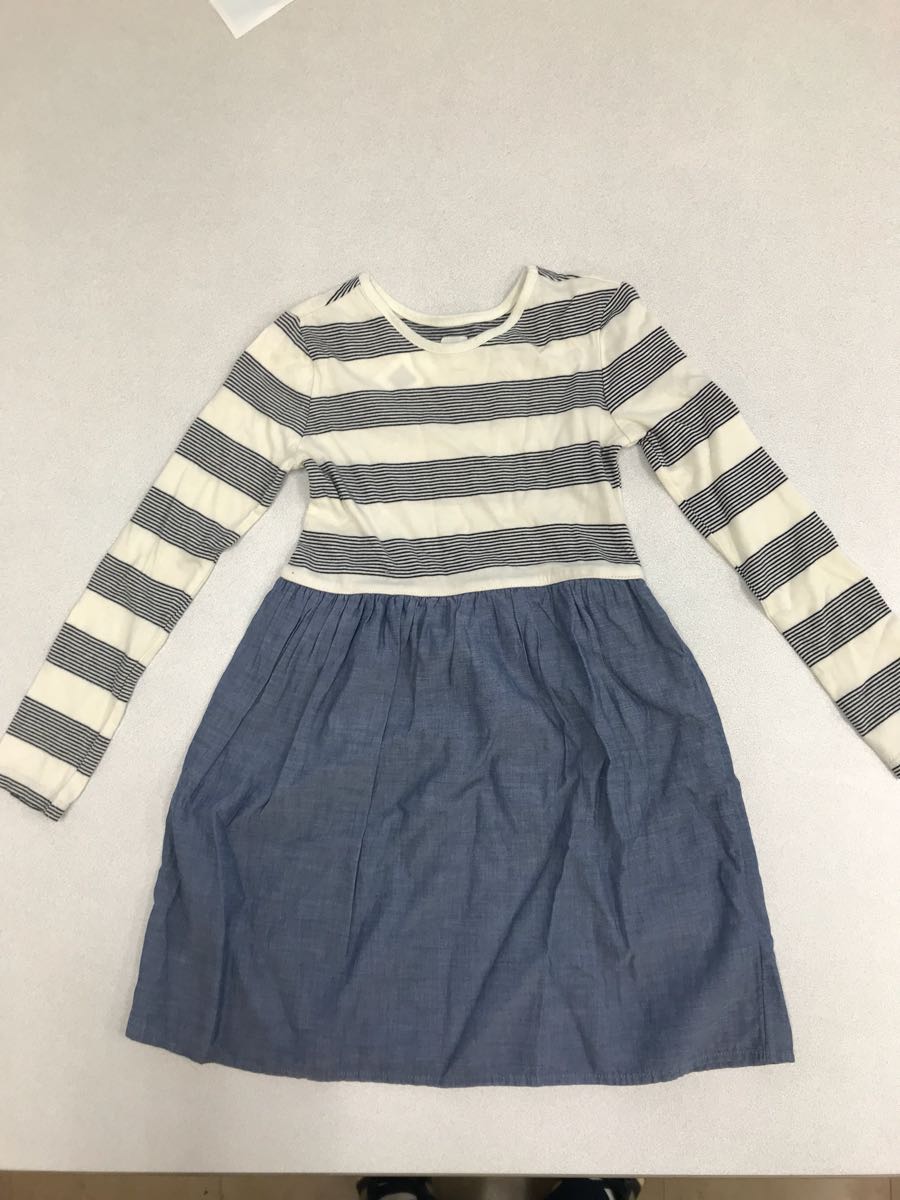 ★GAP★新品★ワンピ★ダンガリー★白に紺のボーダー★110★ギャップ★正規店★G1-1_画像1