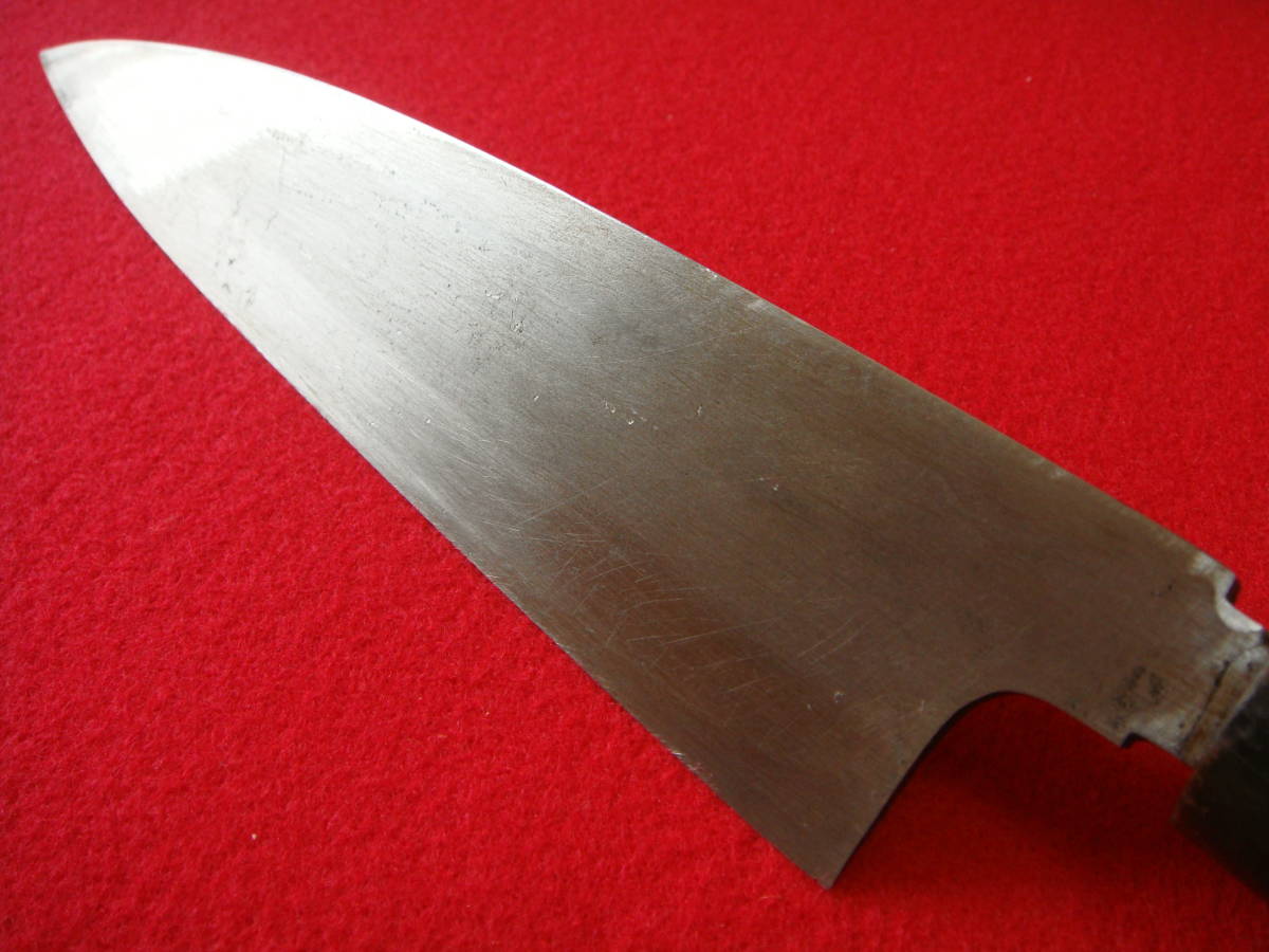【正義】※本焼 相出刃包丁 刃渡22.5㎝ 全長38.7㎝ 峰厚7.2㎜ ※中古品 ※全国一律送料1100円_画像4