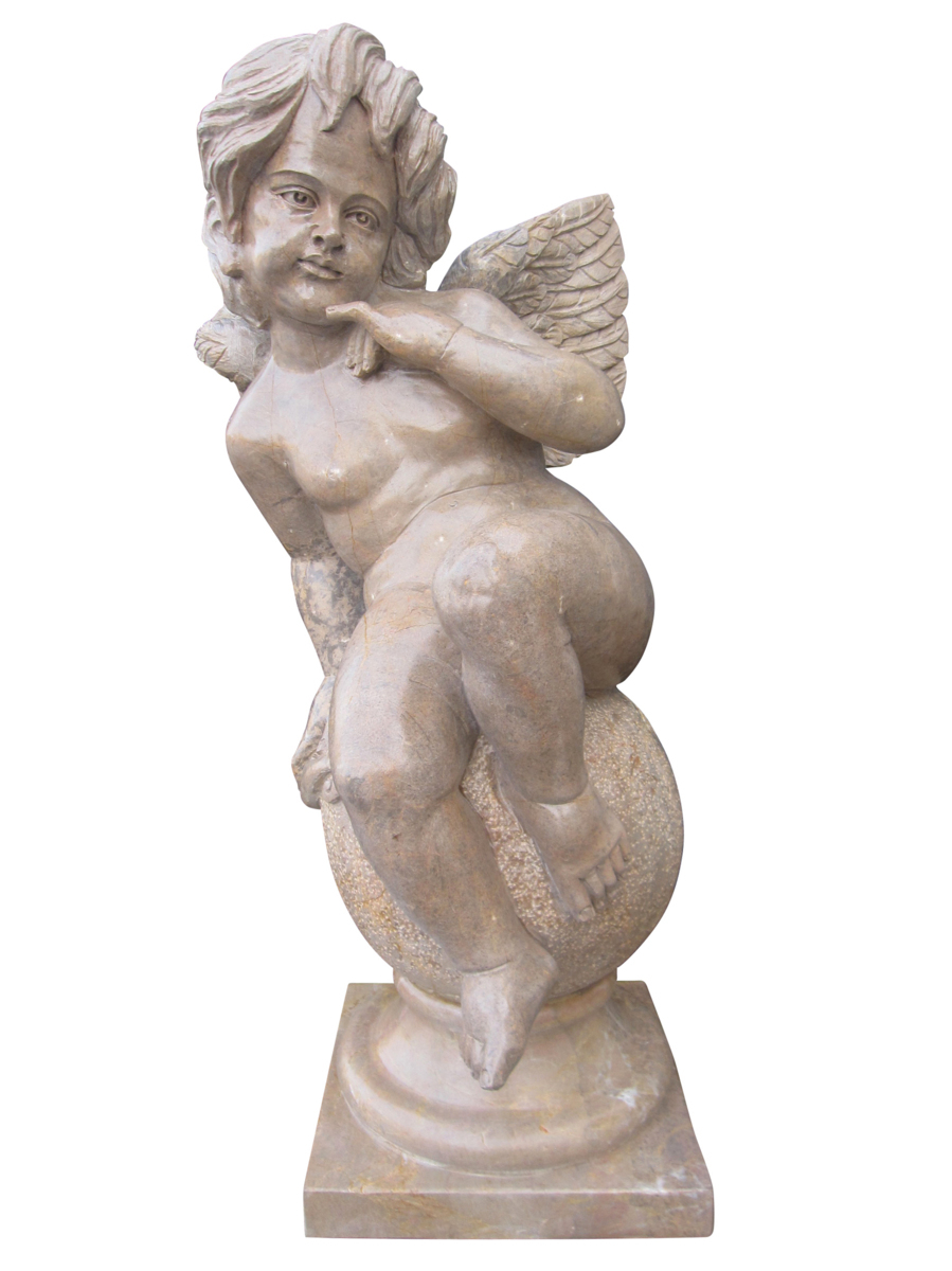 値引きする 石像 高さ約98cm エンジェル像 アウトレット 天使像 大理石彫刻 彫刻 001 子供像 洋風