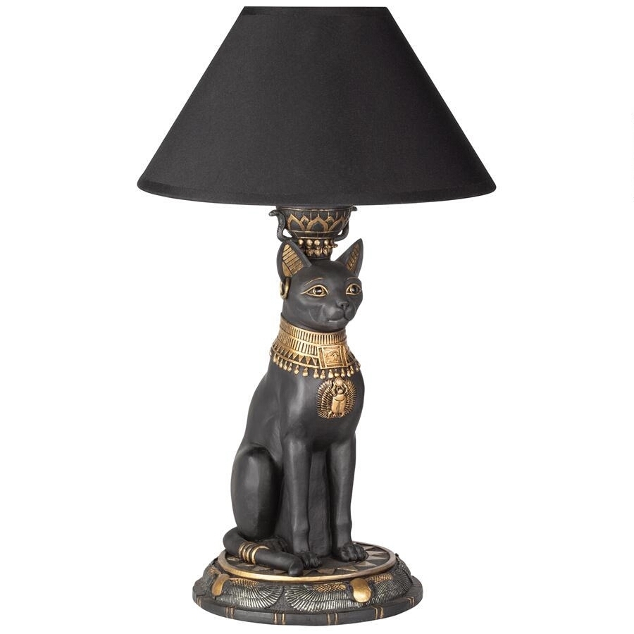 古代エジプト 猫の女神 最高 バステト彫刻台座 正規販売店 テーブルランプ スタンド照明 彫像 書斎 結婚祝い ペット 輸入品 ネコカフェ 新築祝い