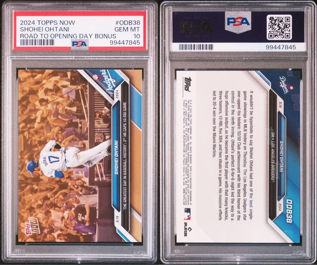 PSA10 大谷翔平 2024 TOPPS NOW ODB38 ボーナスカード 3連発記念 PSA10 大谷翔平 2024 TOPPS NOW ODB38 ボーナスカード 3連発記念