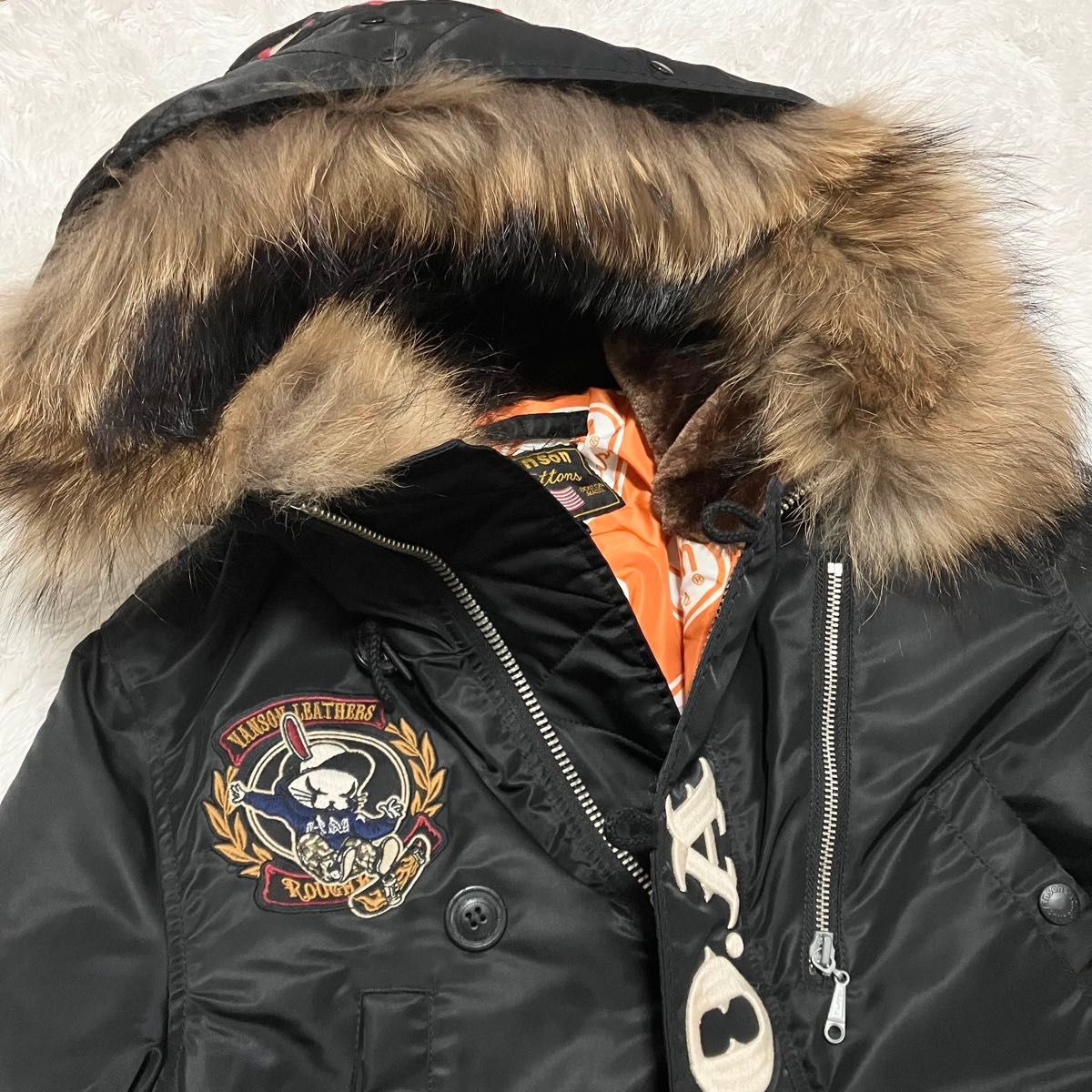 即完売品 VANSON バンソン N-3B フライトジャケット 刺繍ロゴ 即完売品 VANSON バンソン N-3B フライトジャケット 刺繍ロゴ