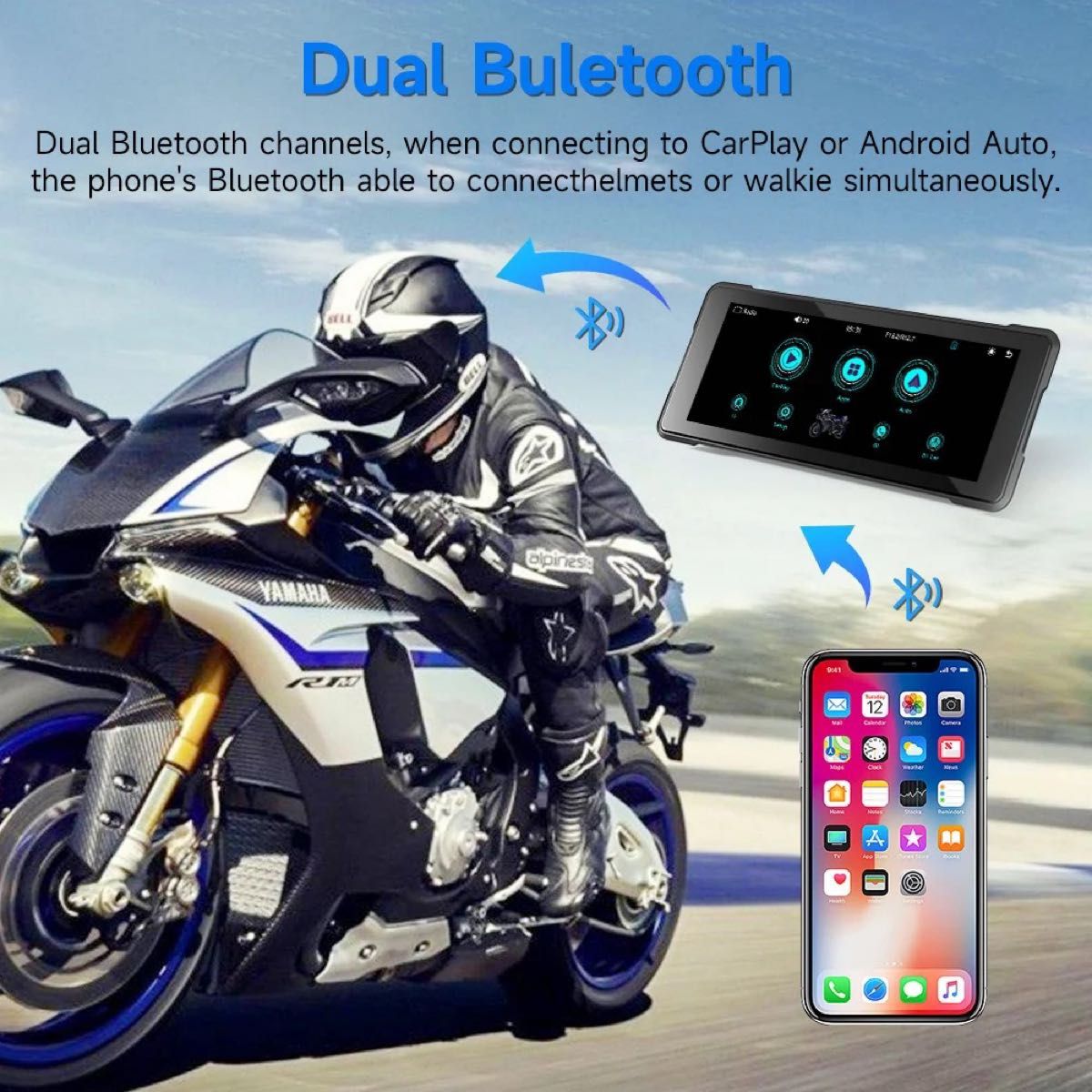 【前後ドライブレコーダー付属】大画面6.86インチ バイク用 モトスマートモニター ディスプレイオーディオ 【前後ドライブレコーダー付属】大画面6.86インチ バイク用 モトスマートモニター ディスプレイオーディオ